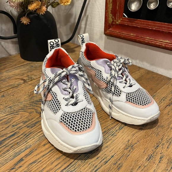 🩷 MÉLINE – White & Pink Chunky Sneakers – Size 37 - Picture 10 of 11